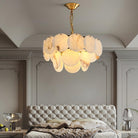 Alabaster Shell Brass Chandelier with 2/3/4/5/6 layer - 6 layers 43.3" x H 35.4" / Dia 110cm x H 90cmBrass & WhiteBlushlighting