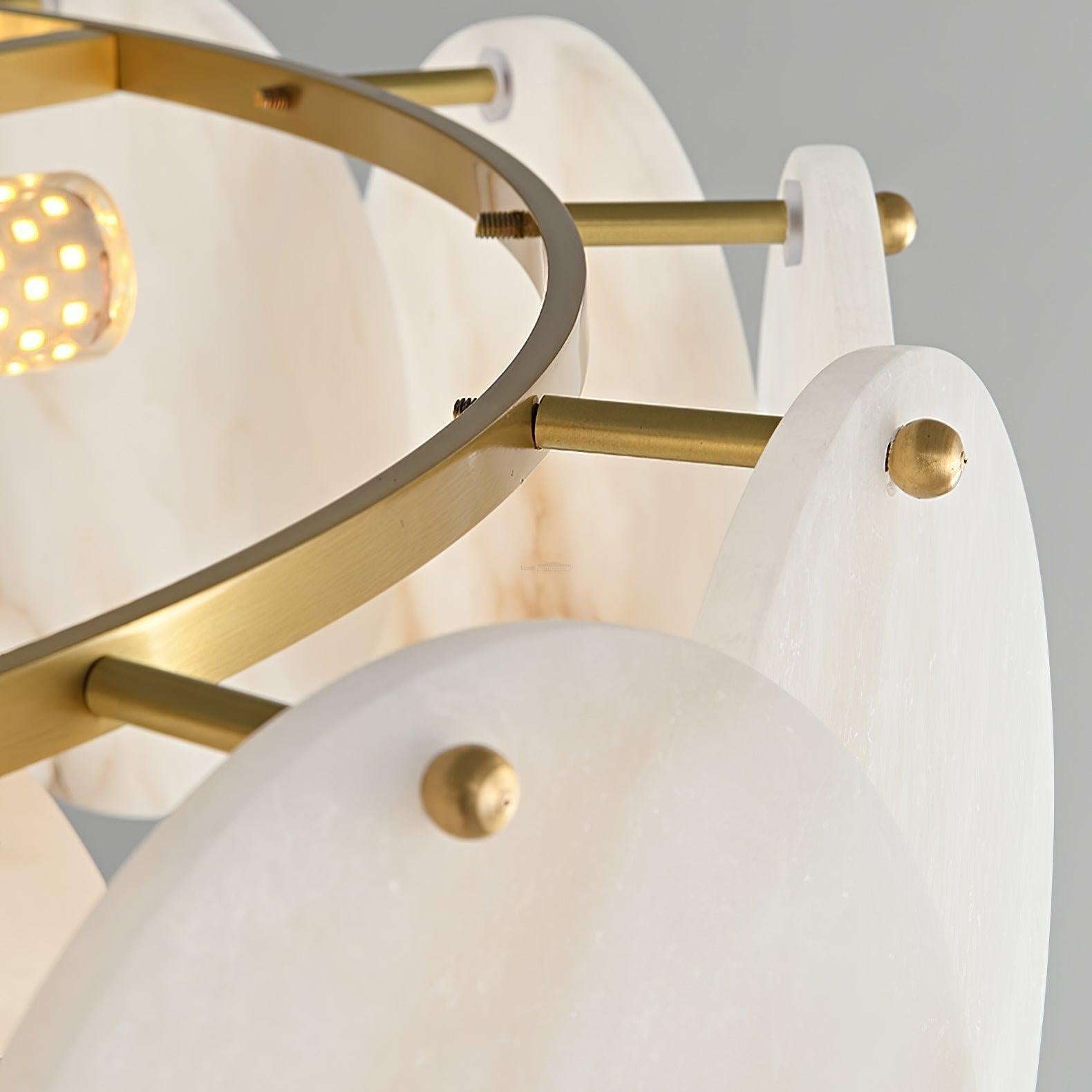 Alabaster Shell Brass Chandelier with 2/3/4/5/6 layer - 6 layers 43.3" x H 35.4" / Dia 110cm x H 90cmBrass & WhiteBlushlighting
