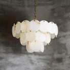 Alabaster Shell Brass Chandelier with 2/3/4/5/6 layer - 6 layers 43.3" x H 35.4" / Dia 110cm x H 90cmBrass & WhiteBlushlighting