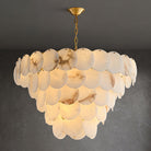 Alabaster Shell Brass Chandelier with 2/3/4/5/6 layer - 6 layers 43.3" x H 35.4" / Dia 110cm x H 90cmBrass & WhiteBlushlighting