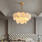 Alabaster Shell Brass Chandelier with 2/3/4/5/6 layer - 6 layers 43.3" x H 35.4" / Dia 110cm x H 90cmBrass & WhiteBlushlighting