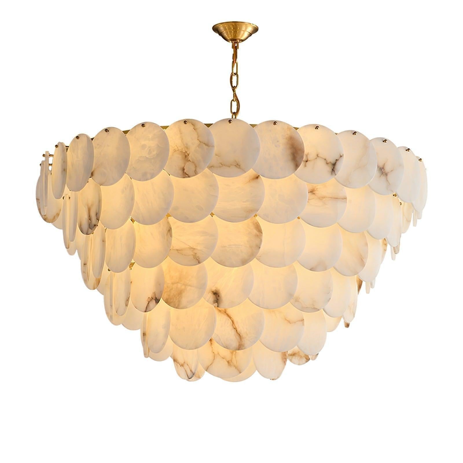 Alabaster Shell Brass Chandelier with 2/3/4/5/6 layer-6 layers 43.3" x H 35.4" / Dia 110cm x H 90cm-Brass & White-Blushlighting