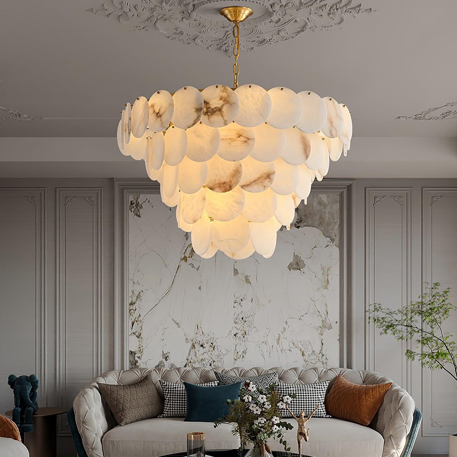 Alabaster Shell Brass Chandelier with 2/3/4/5/6 layer-Blushlighting