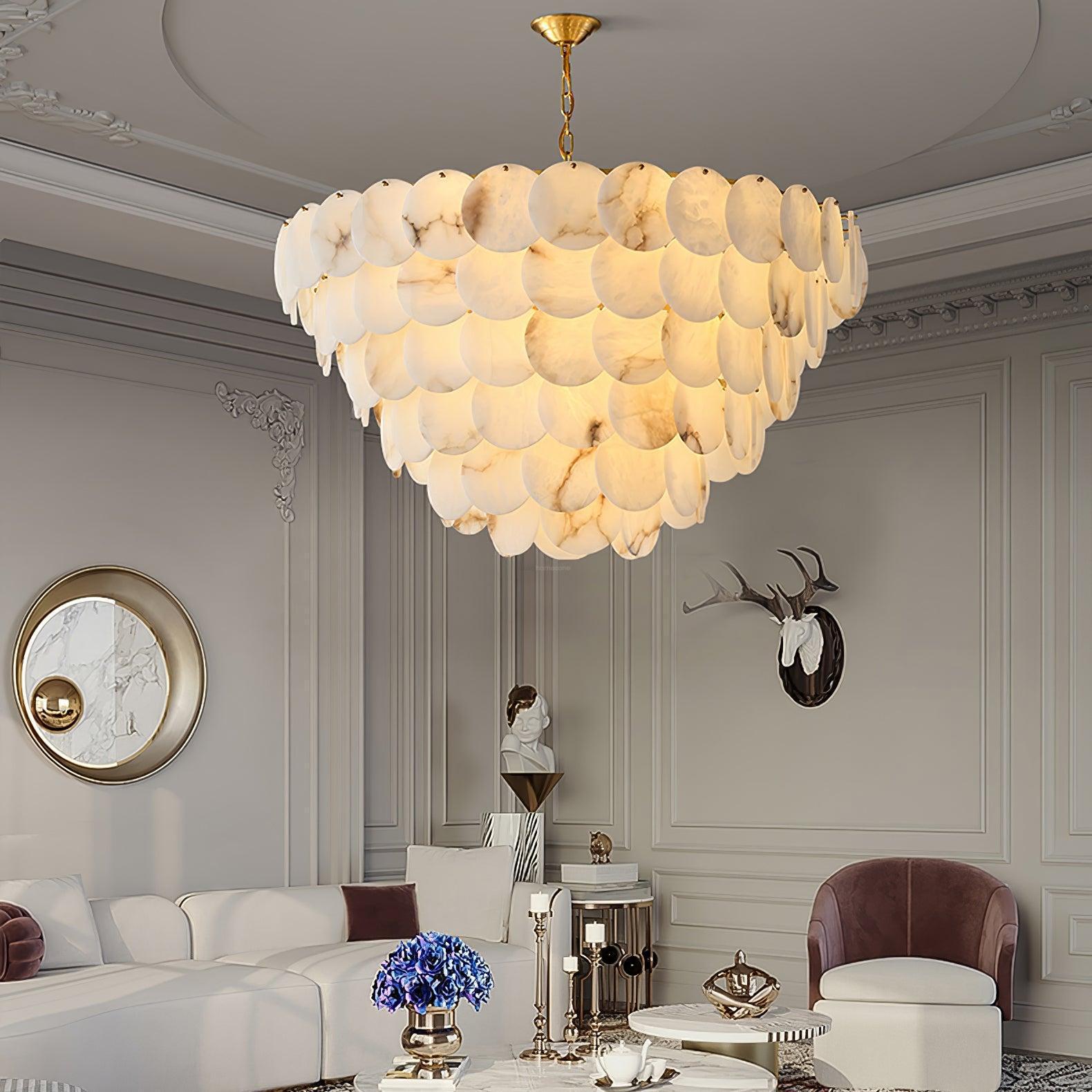 Alabaster Shell Brass Chandelier with 2/3/4/5/6 layer-Blushlighting