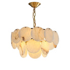 Alabaster Shell Brass Chandelier with 2/3/4/5/6 layer-2 layers 17.7" x H 17.7" / Dia 45cm x H 45cm-Brass & White-Blushlighting