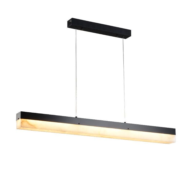 Alabaster Simple Kitchen Island Linear Chandelier-Chandelier-Blushlighting-39.37"L*2.36"W*2.36"H-Black-Blushlighting
