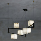 Alabaster Square Box Chandelier with 4/5/6/8/9 heads - 9 Heads L 41.3" x W 41.3" x H 17.7" / L 105cm x W 105cm x H 45cmBrass & Black & WhiteBlushlighting