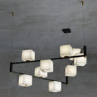 Alabaster Square Box Chandelier with 4/5/6/8/9 heads - 9 Heads L 41.3" x W 41.3" x H 17.7" / L 105cm x W 105cm x H 45cmBrass & Black & WhiteBlushlighting