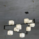 Alabaster Square Box Chandelier with 4/5/6/8/9 heads - 9 Heads L 41.3" x W 41.3" x H 17.7" / L 105cm x W 105cm x H 45cmBrass & Black & WhiteBlushlighting