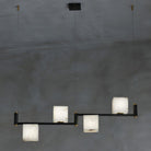 Alabaster Square Box Chandelier with 4/5/6/8/9 heads - 9 Heads L 41.3" x W 41.3" x H 17.7" / L 105cm x W 105cm x H 45cmBrass & Black & WhiteBlushlighting