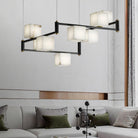 Alabaster Square Box Chandelier with 4/5/6/8/9 heads - 9 Heads L 41.3" x W 41.3" x H 17.7" / L 105cm x W 105cm x H 45cmBrass & Black & WhiteBlushlighting