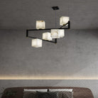 Alabaster Square Box Chandelier with 4/5/6/8/9 heads - 9 Heads L 41.3" x W 41.3" x H 17.7" / L 105cm x W 105cm x H 45cmBrass & Black & WhiteBlushlighting