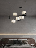 Alabaster Square Box Chandelier with 4/5/6/8/9 heads - 9 Heads L 41.3" x W 41.3" x H 17.7" / L 105cm x W 105cm x H 45cmBrass & Black & WhiteBlushlighting