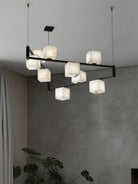 Alabaster Square Box Chandelier with 4/5/6/8/9 heads - 9 Heads L 41.3" x W 41.3" x H 17.7" / L 105cm x W 105cm x H 45cmBrass & Black & WhiteBlushlighting