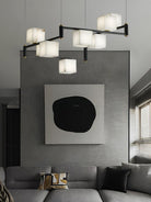 Alabaster Square Box Chandelier with 4/5/6/8/9 heads - 9 Heads L 41.3" x W 41.3" x H 17.7" / L 105cm x W 105cm x H 45cmBrass & Black & WhiteBlushlighting