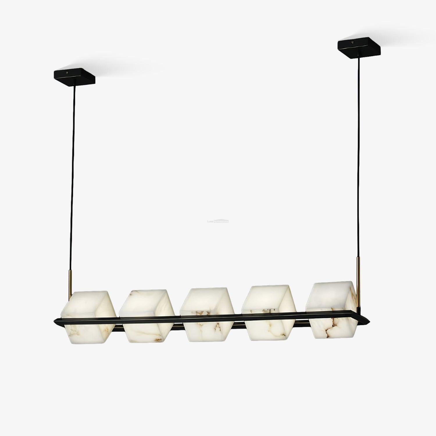 Alabaster Square Box Chandelier with 4/5/6/8/9 heads - 9 Heads L 41.3" x W 41.3" x H 17.7" / L 105cm x W 105cm x H 45cmBrass & Black & WhiteBlushlighting