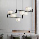 Alabaster Square Box Chandelier with 4/5/6/8/9 heads - 9 Heads L 41.3" x W 41.3" x H 17.7" / L 105cm x W 105cm x H 45cmBrass & Black & WhiteBlushlighting