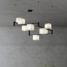 Alabaster Square Box Chandelier with 4/5/6/8/9 heads - 9 Heads L 41.3" x W 41.3" x H 17.7" / L 105cm x W 105cm x H 45cmBrass & Black & WhiteBlushlighting