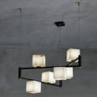 Alabaster Square Box Chandelier with 4/5/6/8/9 heads - 6 Heads L 31.5" x W 31.5" x H 17.7" / L 80cm x W 80cm x H 45cmBrass & Black & WhiteBlushlighting