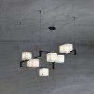 Alabaster Square Box Chandelier with 4/5/6/8/9 heads - 9 Heads L 41.3" x W 41.3" x H 17.7" / L 105cm x W 105cm x H 45cmBrass & Black & WhiteBlushlighting