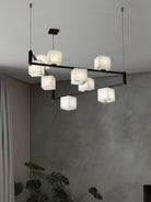 Alabaster Square Box Chandelier with 4/5/6/8/9 heads-Blushlighting
