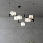 Alabaster Square Box Chandelier with 4/5/6/8/9 heads-Blushlighting