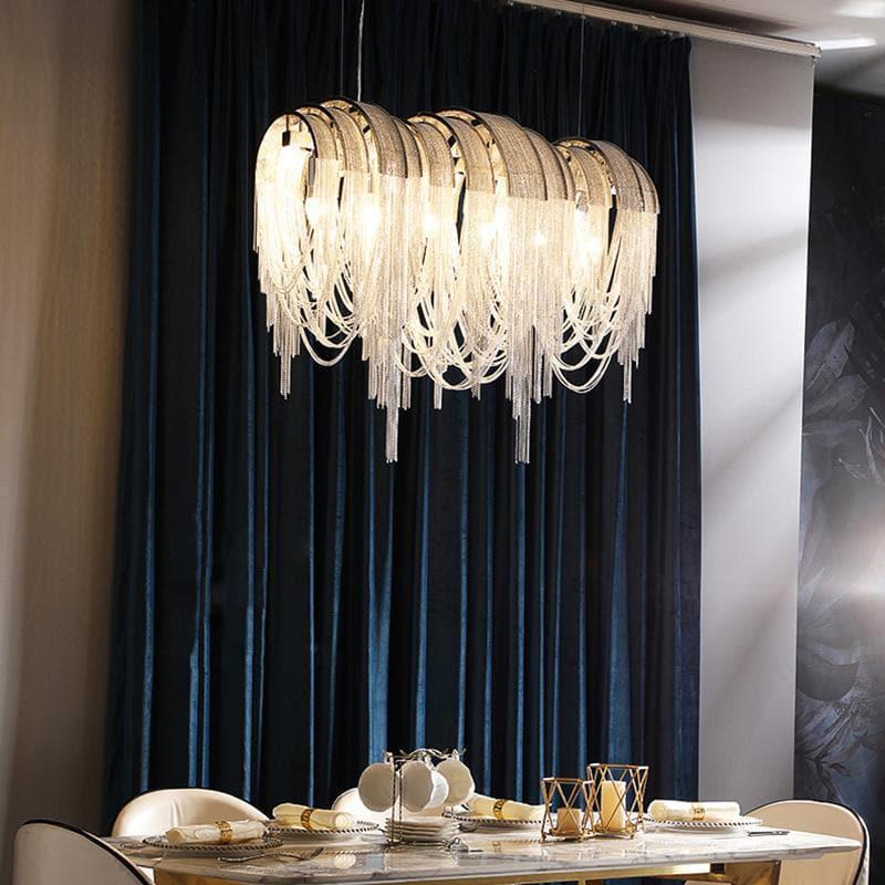 Alana Aluminum Chain Tassel Long Branch Chandelier Light 35"-Blushlighting