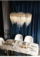 Alana Aluminum Chain Tassel Long Branch Chandelier Light 35"-Blushlighting