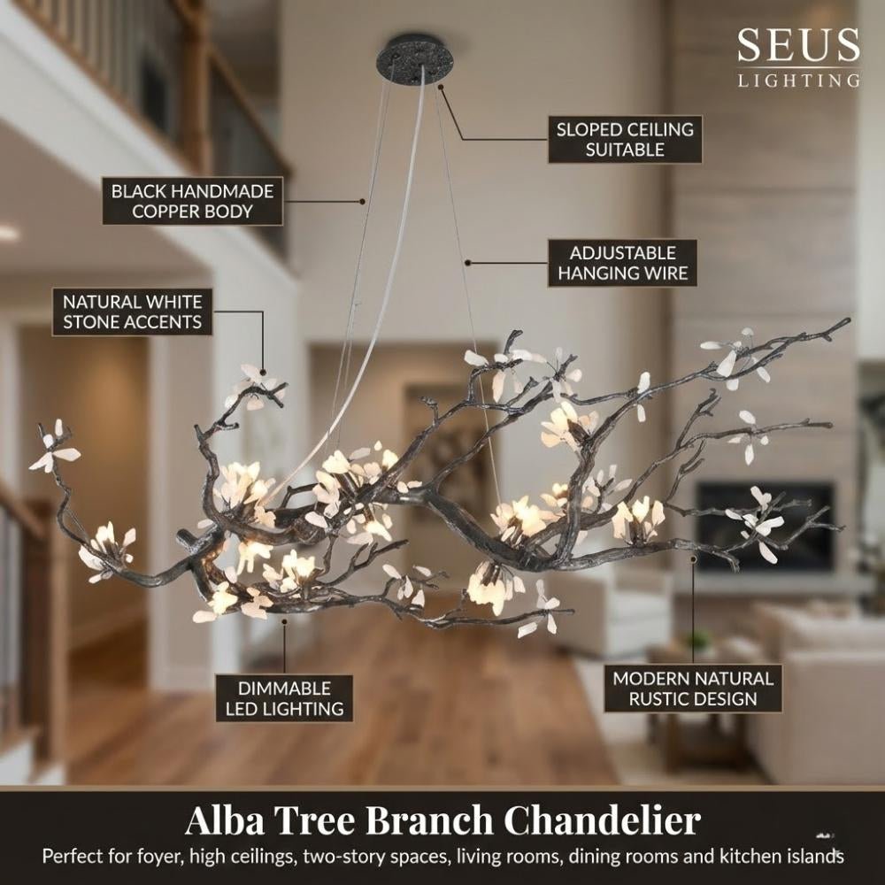 Alba Tree Branch Chandelier - 39.37” (100 cm)Warm White 3000KBlushlighting