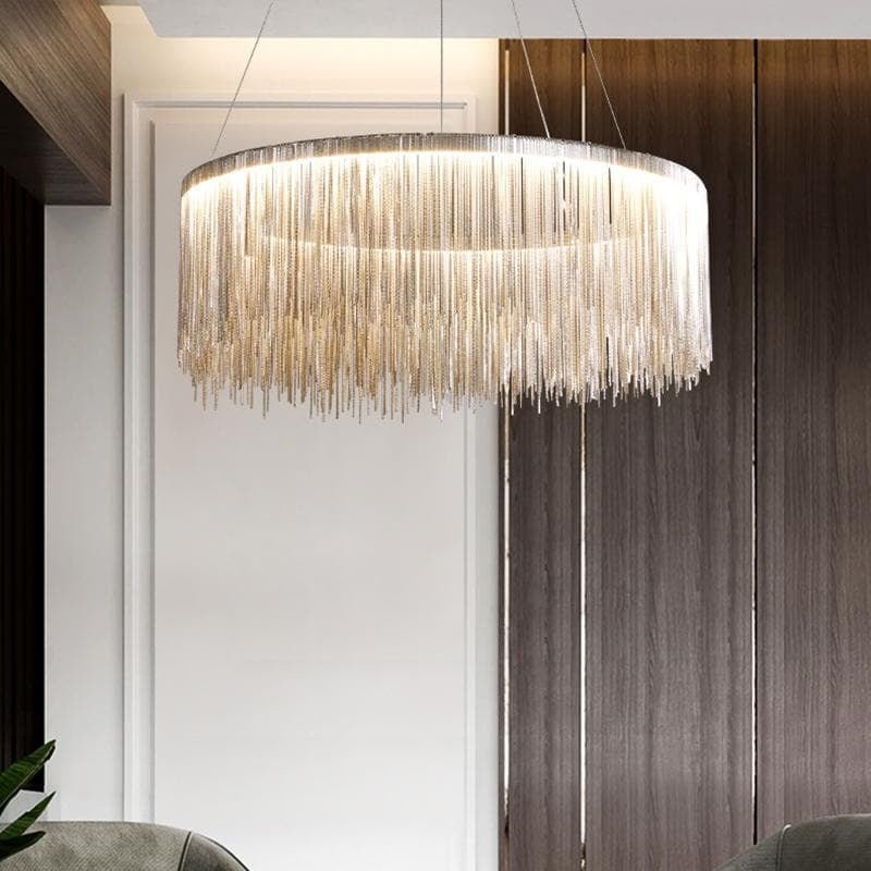 Alisa Luxury Round Chain Tassel Chandelier - W20" X H12"Blushlighting