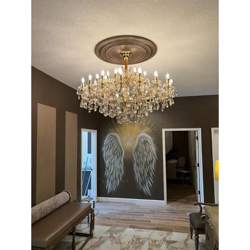 Allumage Extra Wide Classic Crystal Chandelier - 24" Width x 22" Height 6 LightsGoldClear CrystalBlushlighting
