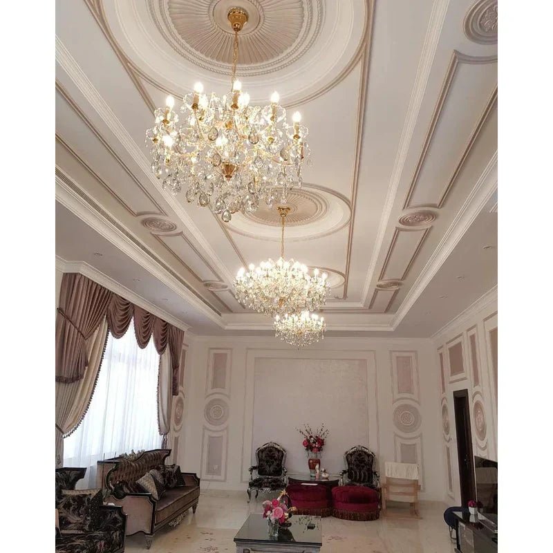 Allumage Extra Wide Classic Crystal Chandelier - 24" Width x 22" Height 6 LightsGoldClear CrystalBlushlighting