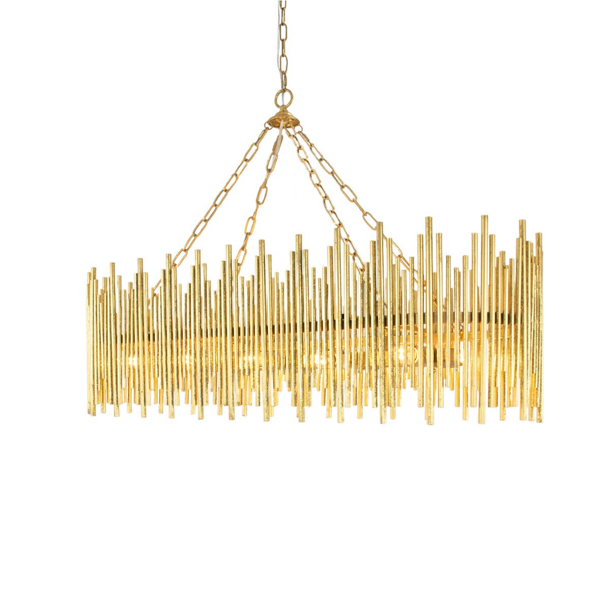 Althely 10 Lights Rectangle Pendant Chandelier - GoldBlushlighting