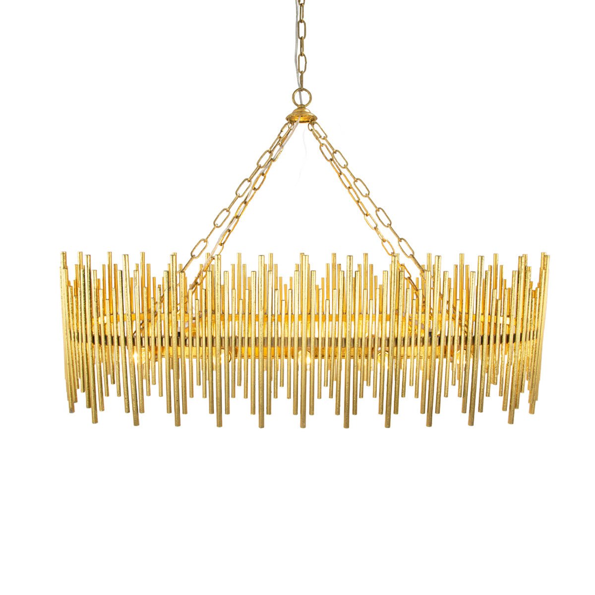 Althely 10 Lights Rectangle Pendant Chandelier - GoldBlushlighting