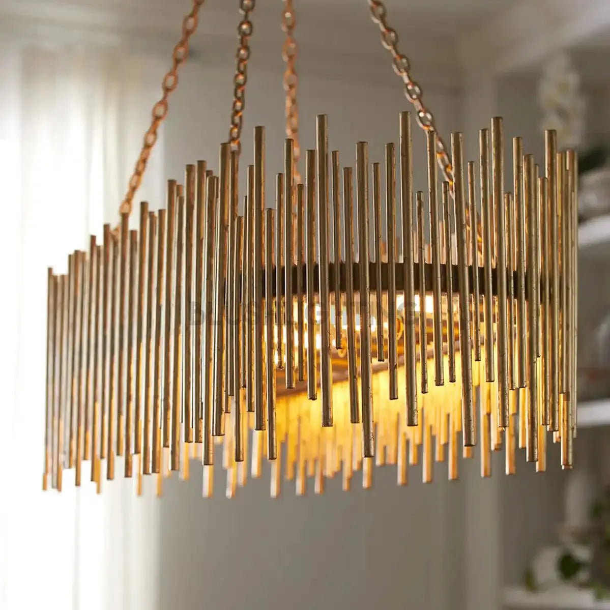 Althely 10 Lights Rectangle Pendant Chandelier - GoldBlushlighting