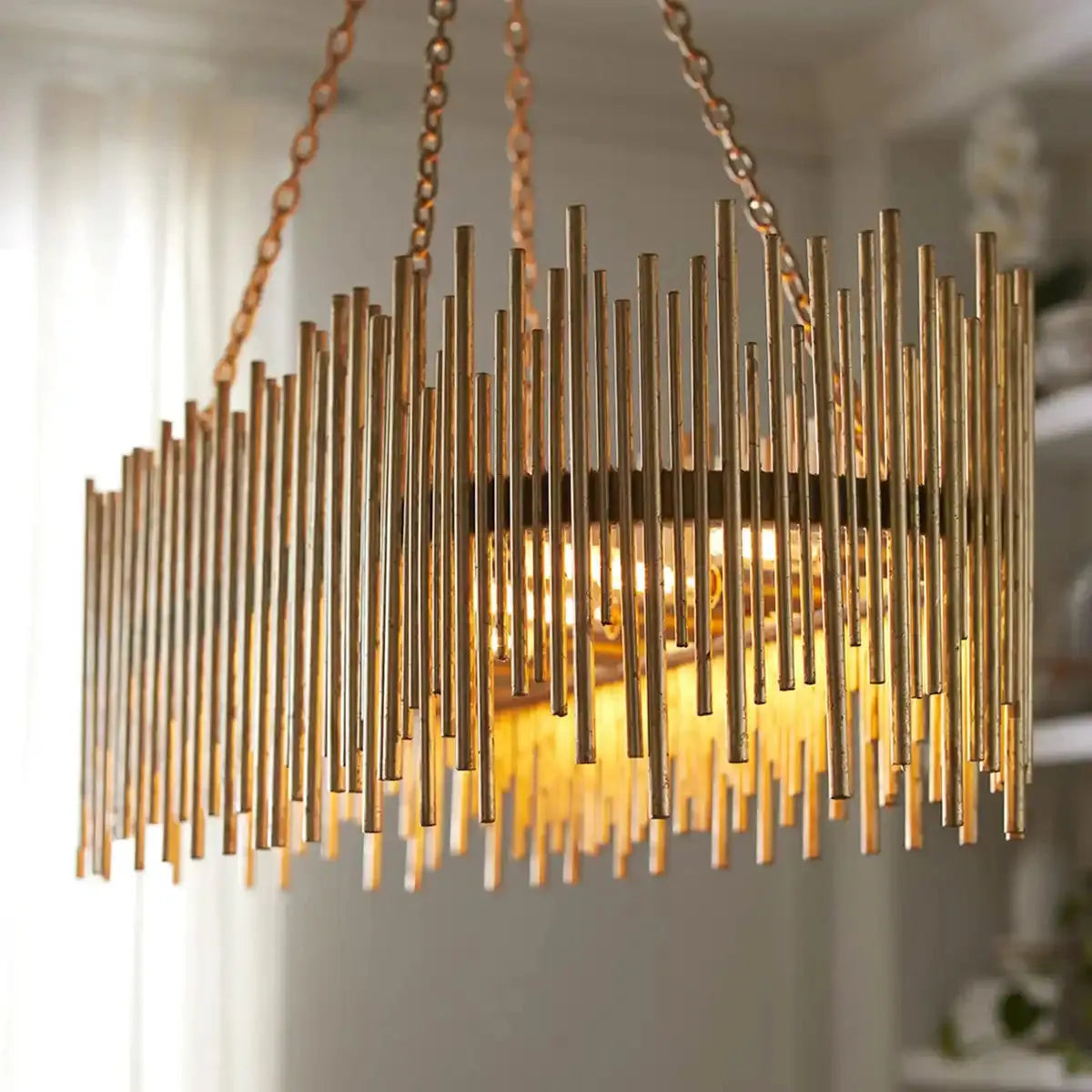 Althely 10 Lights Rectangle Pendant Chandelier - GoldBlushlighting