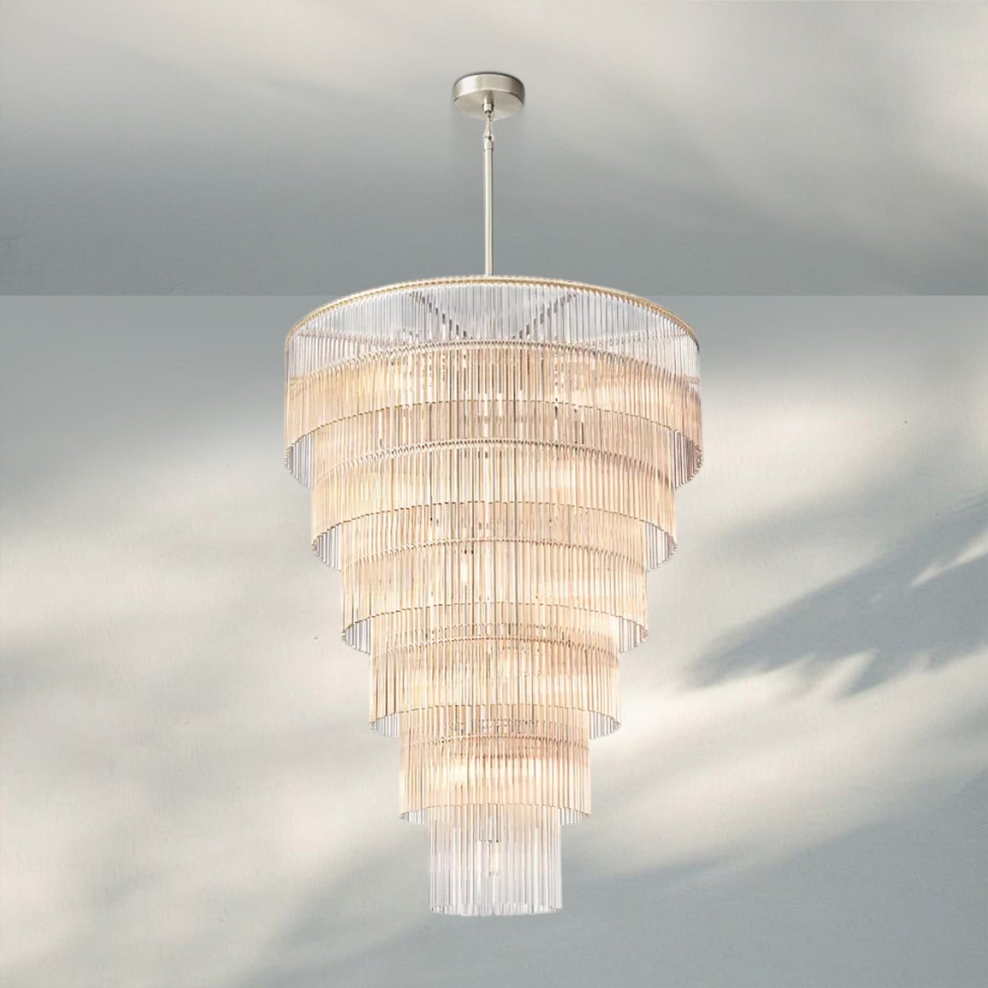 Amadeon Grand Round Chandelier 36"-Nickel-