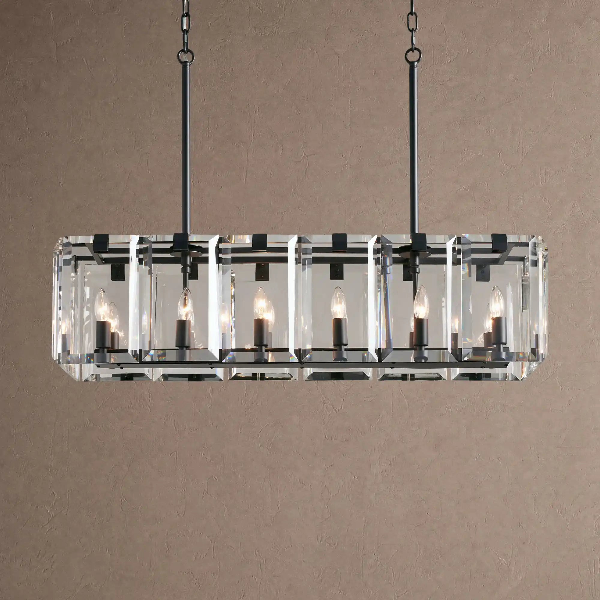 Amaya Rectangular Chandelier 12/16 Light - 12-LightBlackBlushlighting