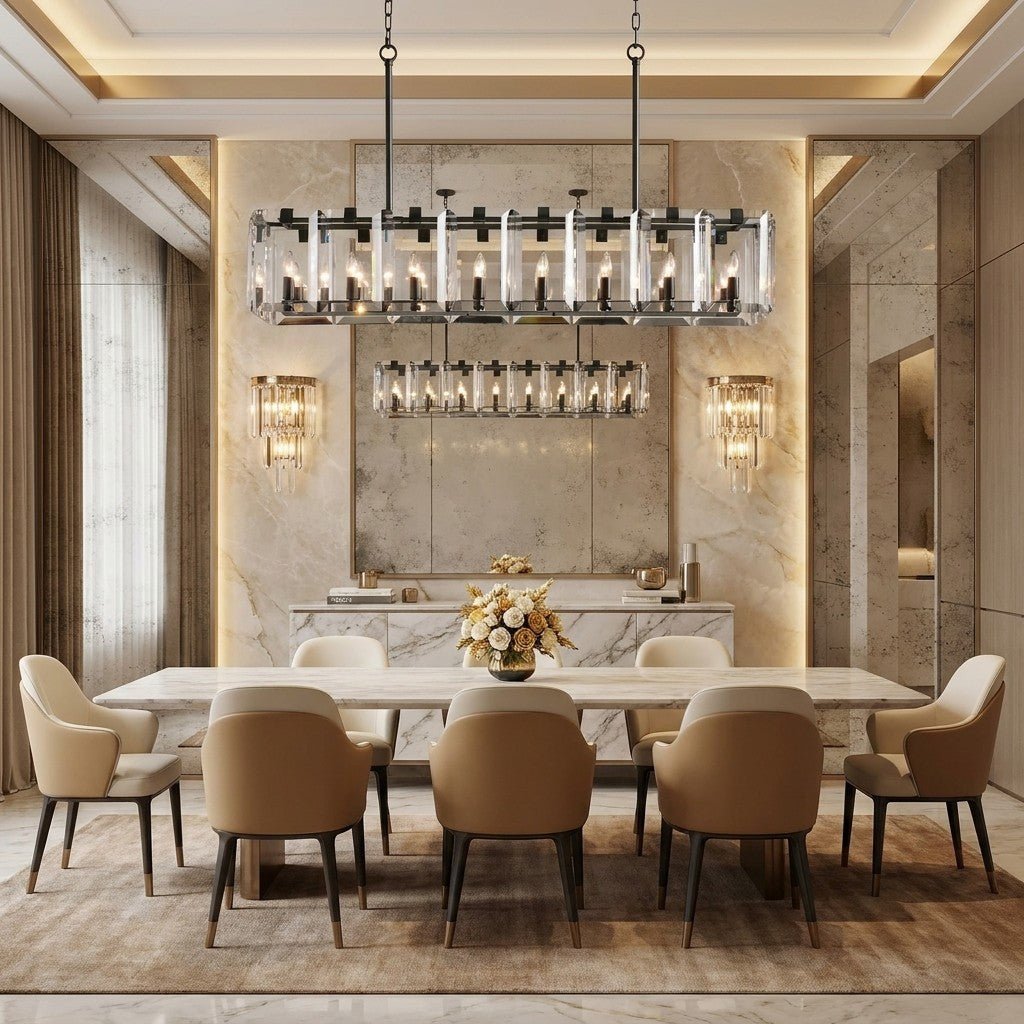 Amaya Rectangular Chandelier 12/16 Light - 12-LightBrassBlushlighting