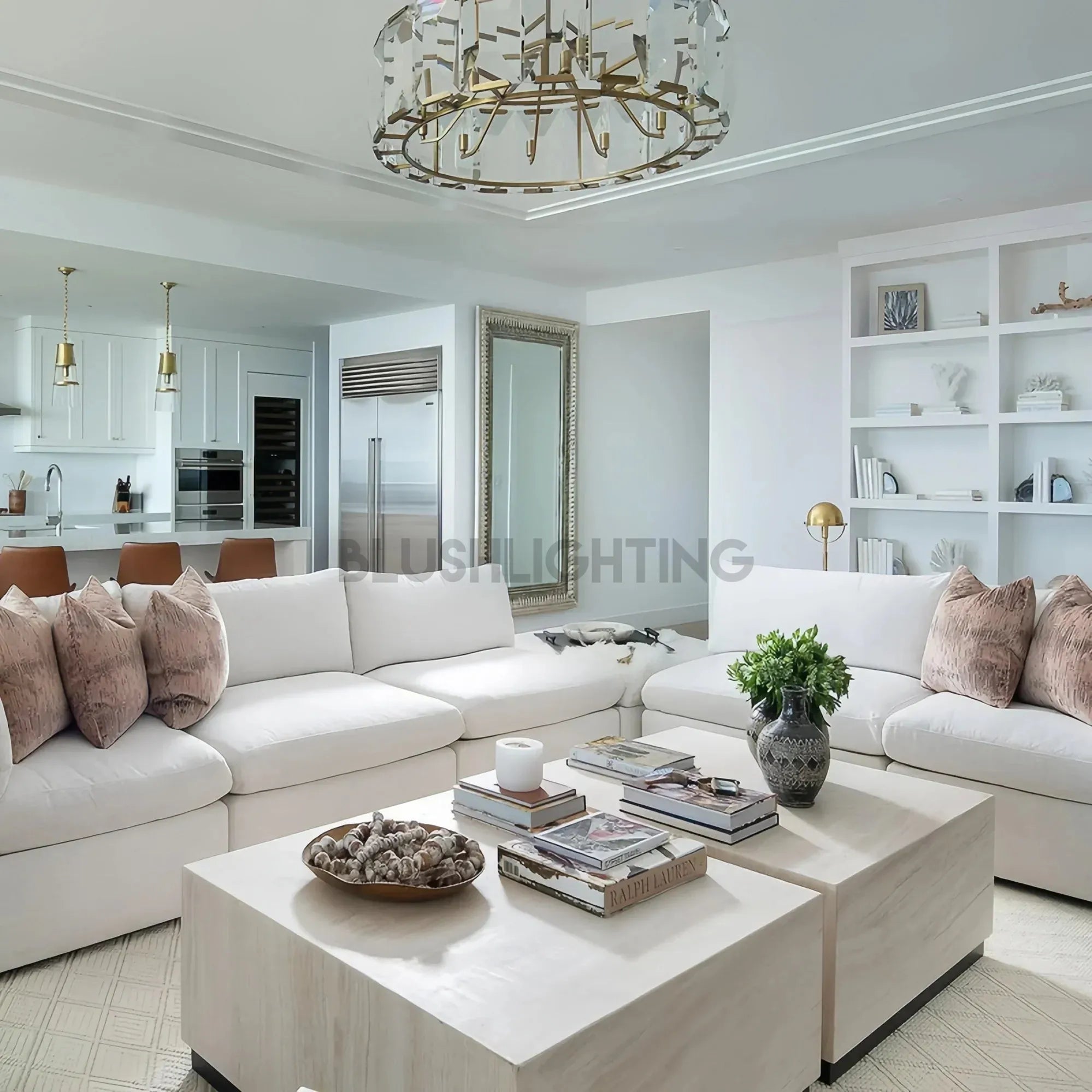 Amaya Round Chandelier 5/7 - Light - 5 - Light 21.5''BrassBlushlighting