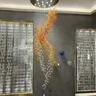 Amber Art Glass Spiral Chandelier for Staircase & High Ceiling Foyer - D39.4"*H118.5"(D100cm*H301cm)Warm LightBlushlighting
