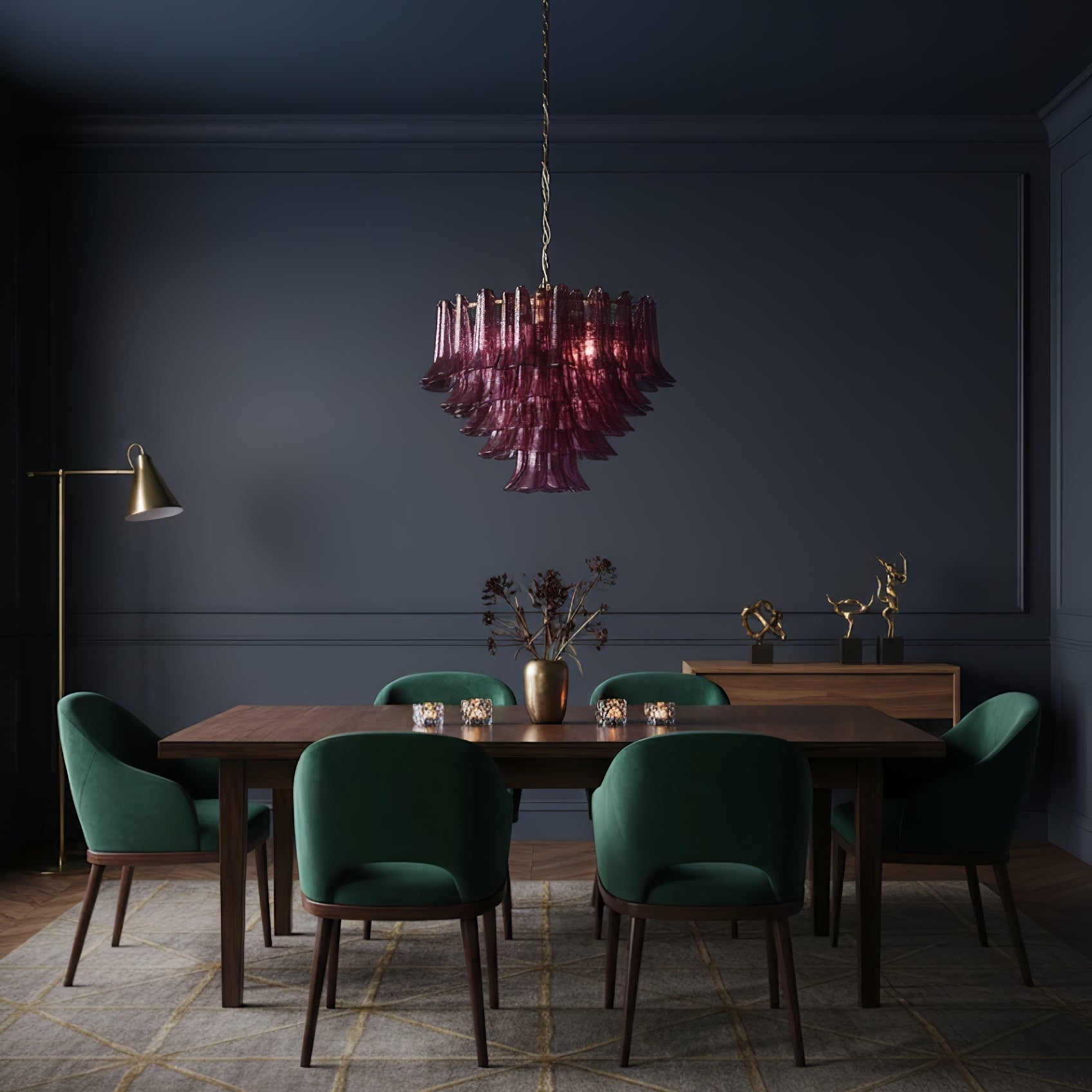 Amethyst Bloom Chandelier - ∅ 39.4″ x H 27.6″Gold & AmethystBlushlighting