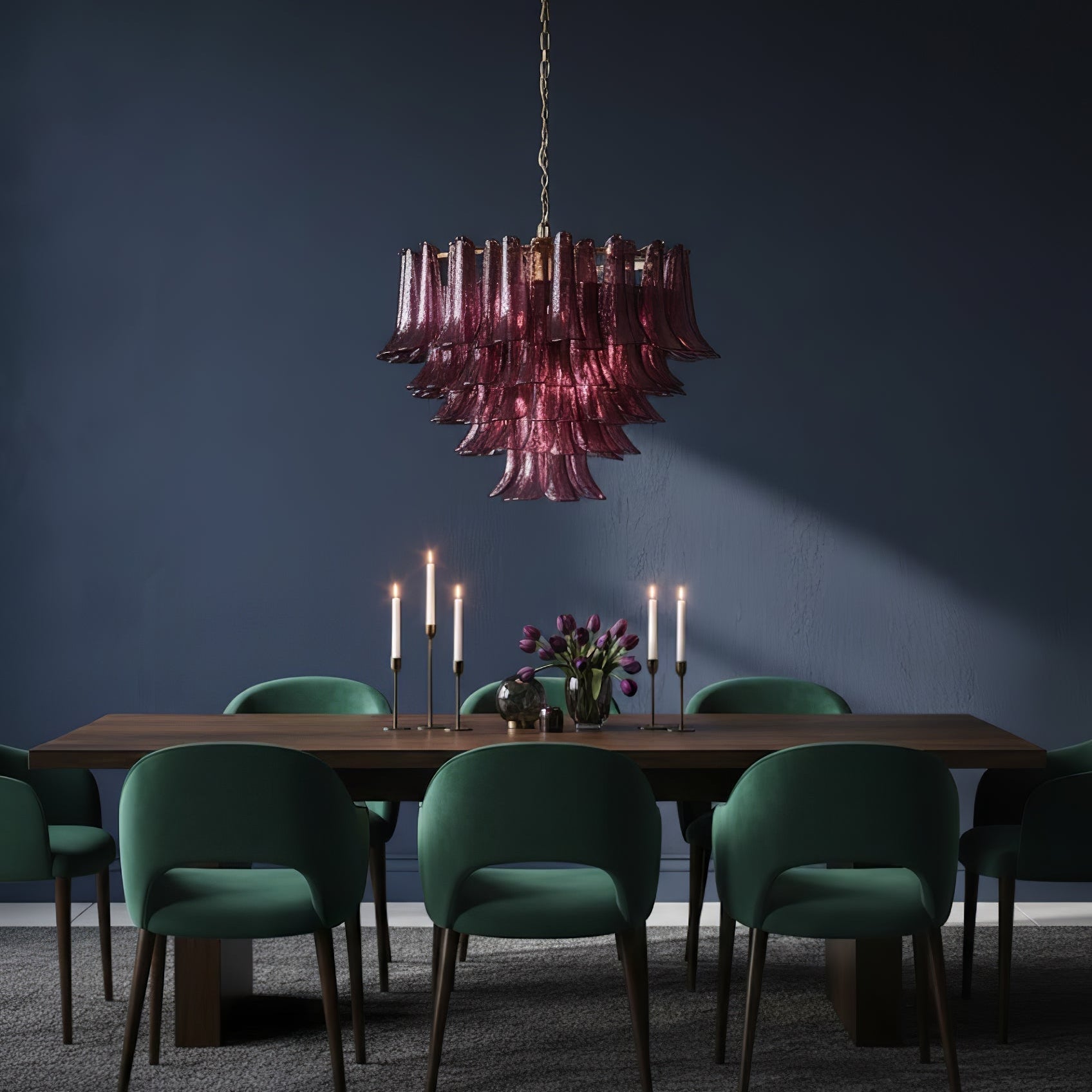 Amethyst Bloom Chandelier - ∅ 39.4″ x H 27.6″Gold & AmethystBlushlighting