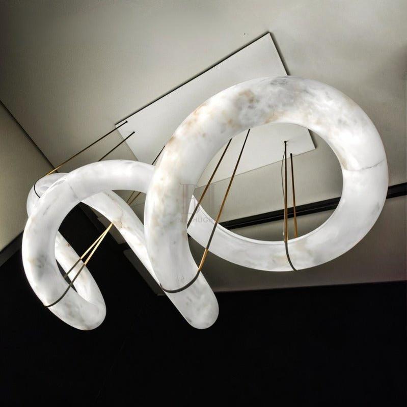Ametris Alabaster Chandelier Light - L30.7"(79cm) x W21.6"(55cm) x H70.5"(178cm)Warm White (3000K)Blushlighting