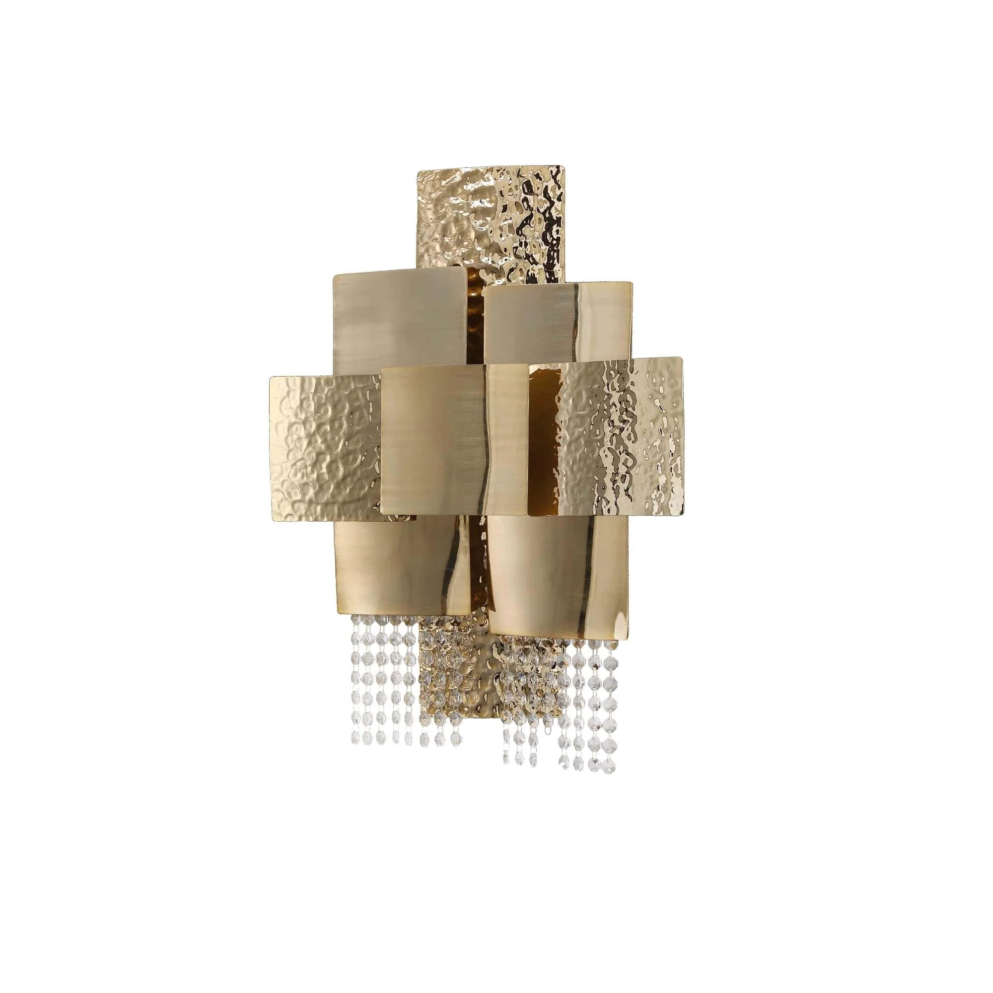 Anastagio Squares Brass Crystal Sconce - 17" width x 6" depth x 22" heightBlushlighting