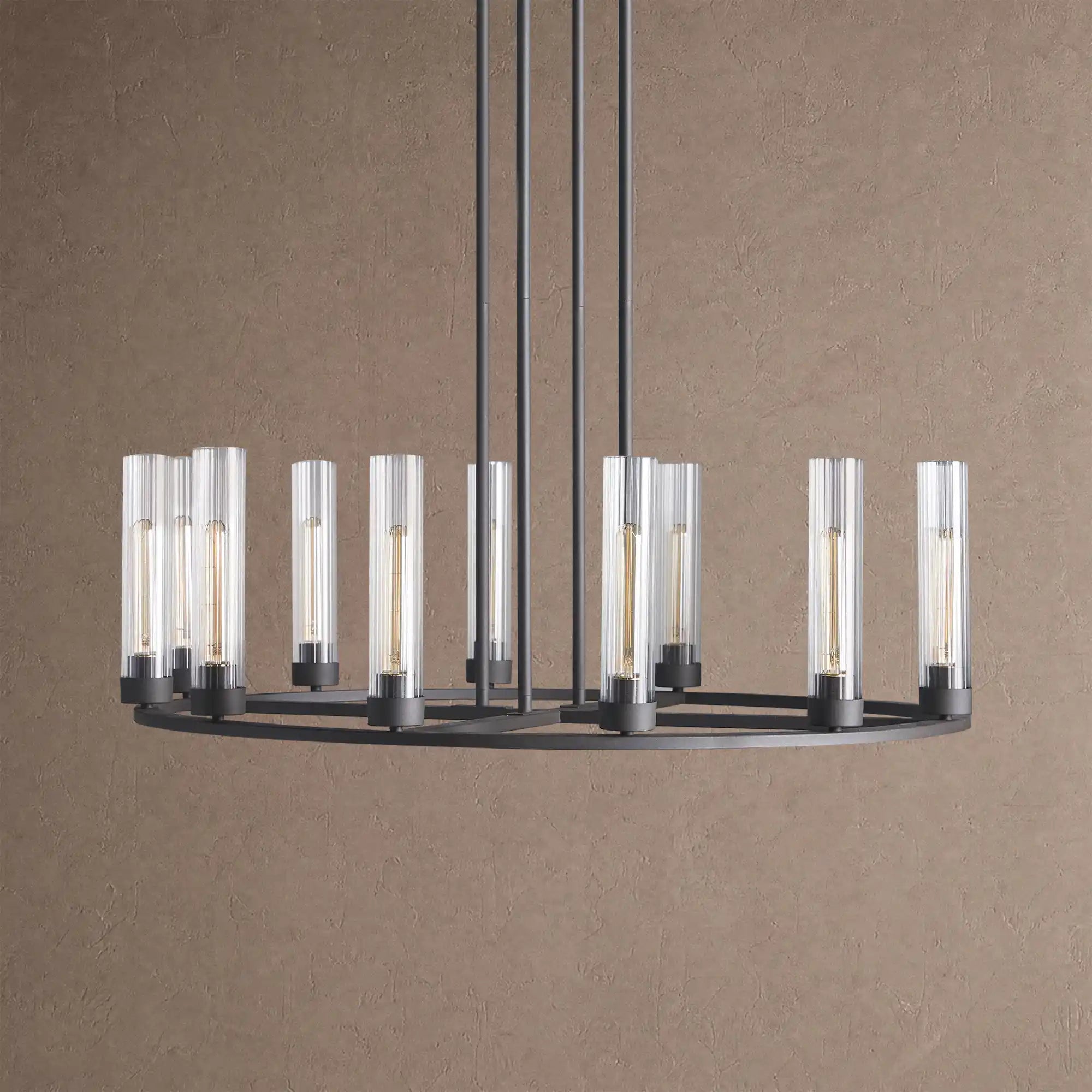 Andreas Round Chandelier 10/12 Light - 40" 12-LightBlackBlushlighting