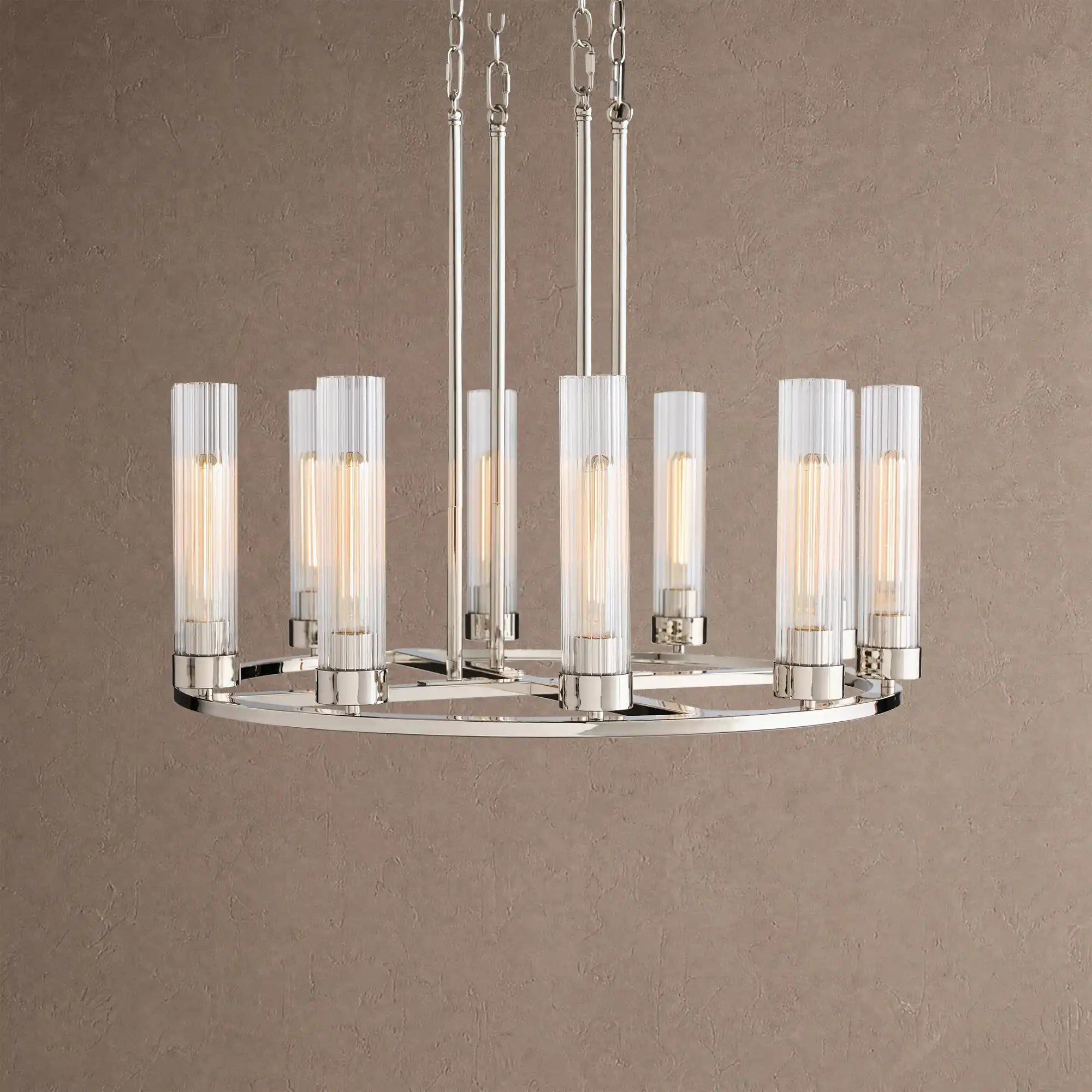 Andreas Round Chandelier 10/12 Light - 30" 10-LightNickelBlushlighting