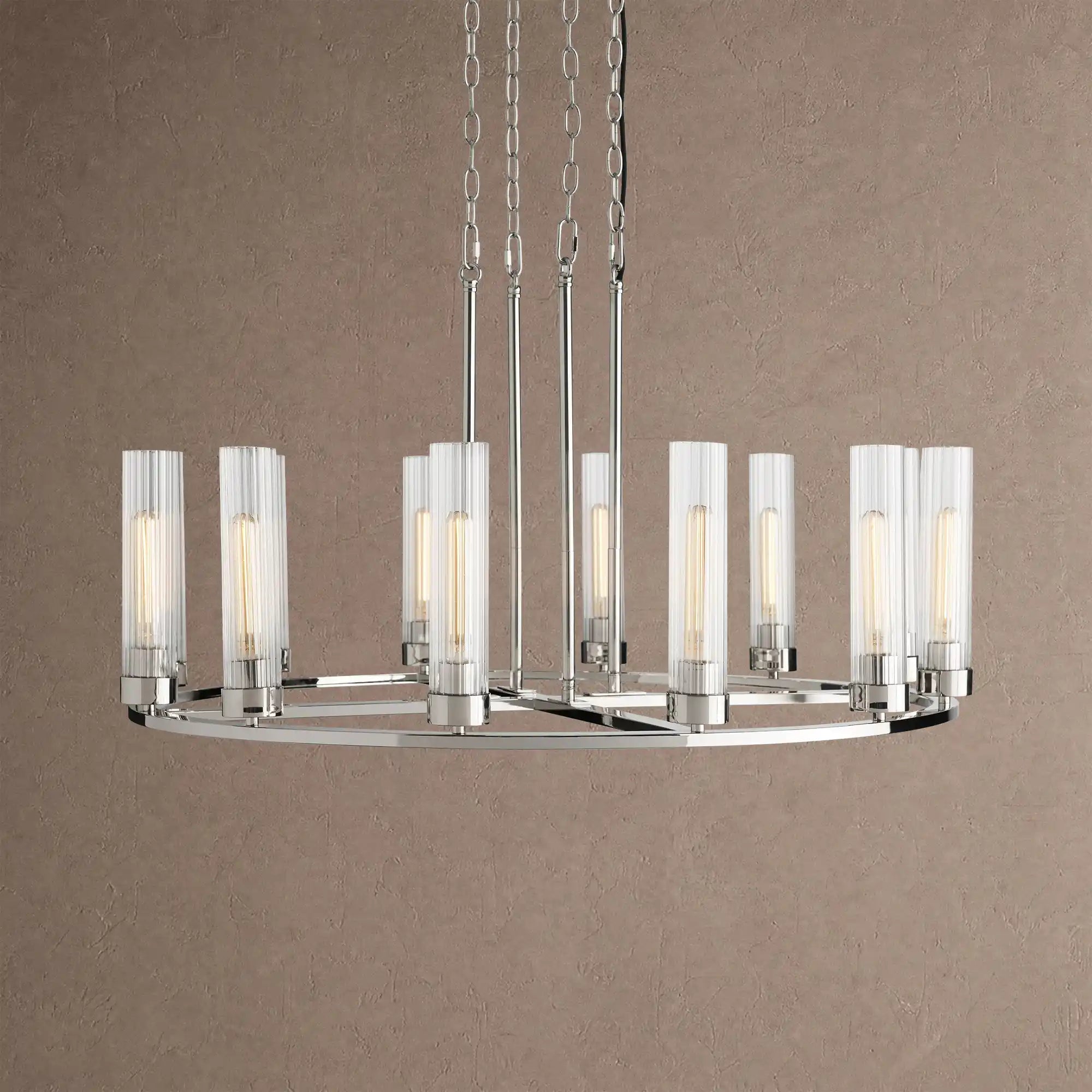 Andreas Round Chandelier 10/12 Light - 40" 12-LightNickelBlushlighting