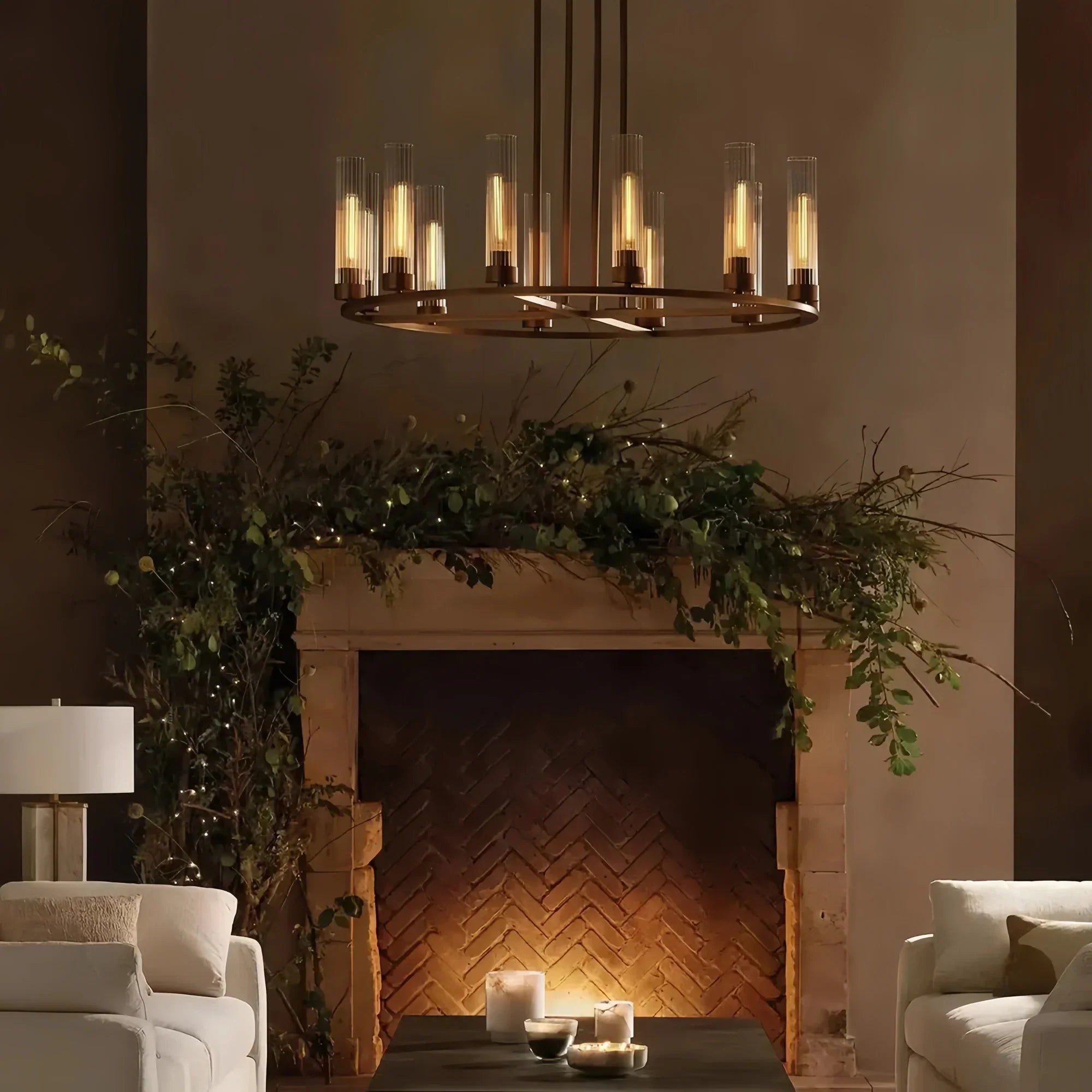 Andreas Round Chandelier 10/12 Light - 30" 10 - LightBrassBlushlighting