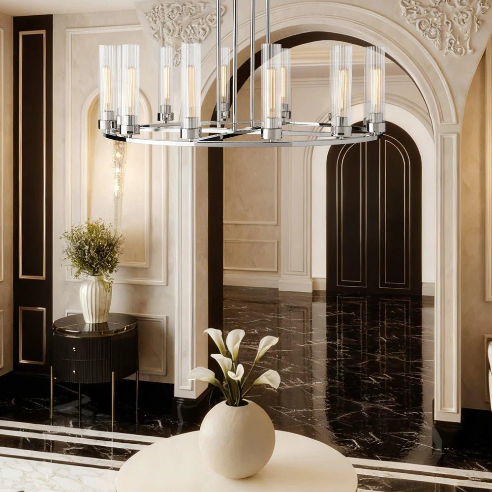 Andreas Round Chandelier 10/12 Light - 40" 12 - LightNickelBlushlighting